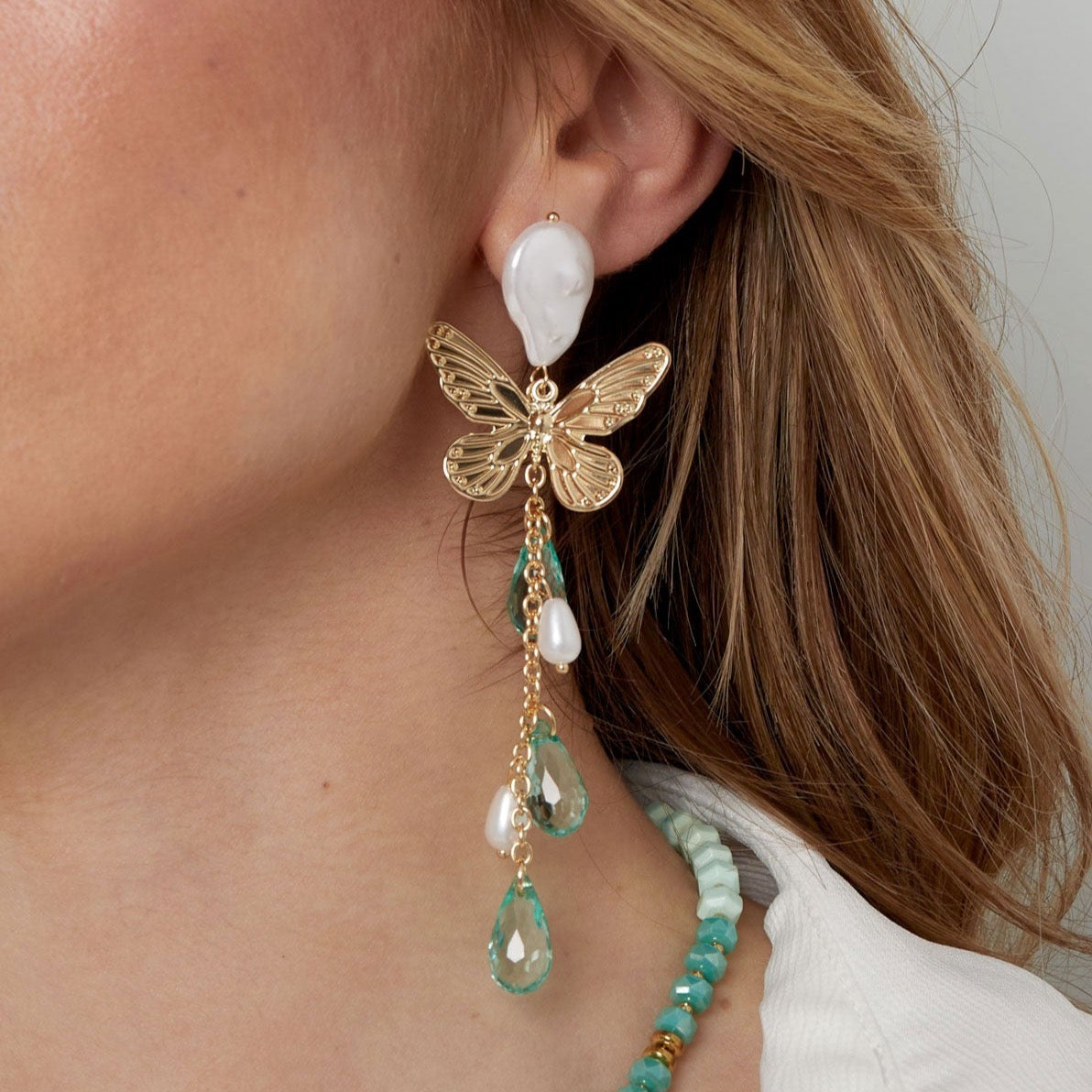 Oorbellen Pearl Butterfly