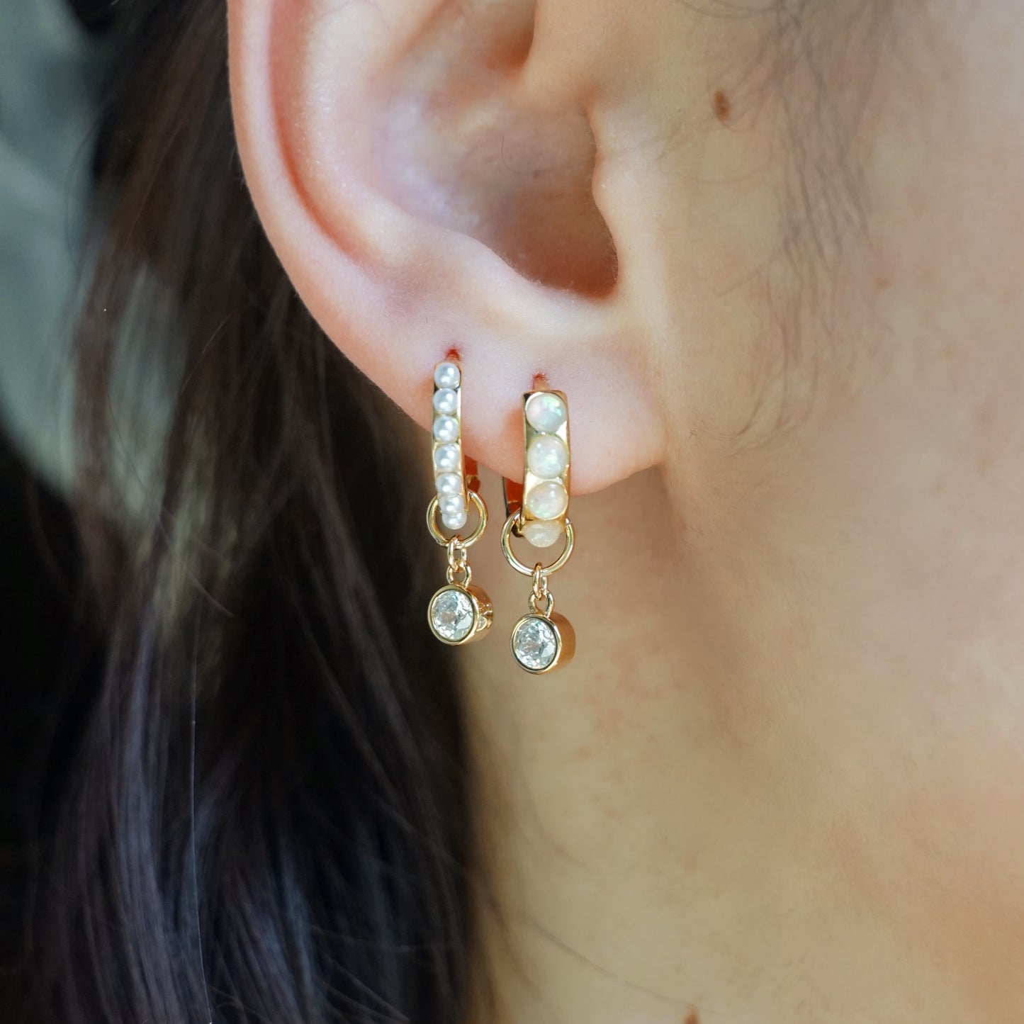 Oorbellen Opal Diamond Pink