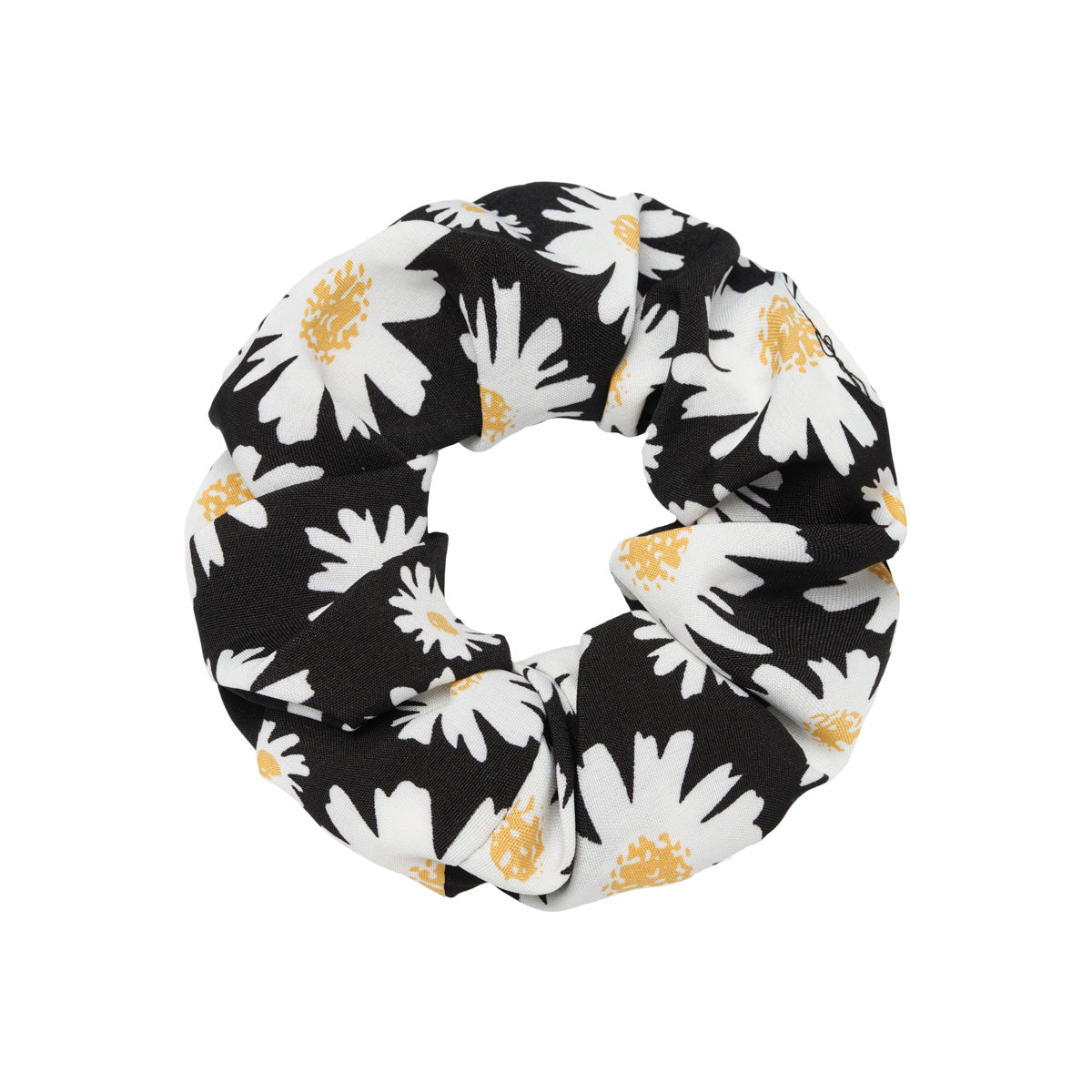 Scrunchie Daisy Flowers Zwart