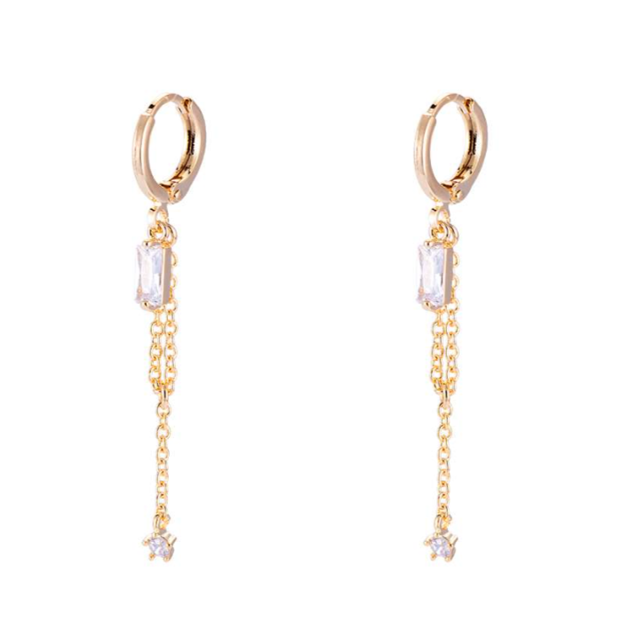 Oorbellen Big Cube & Chain