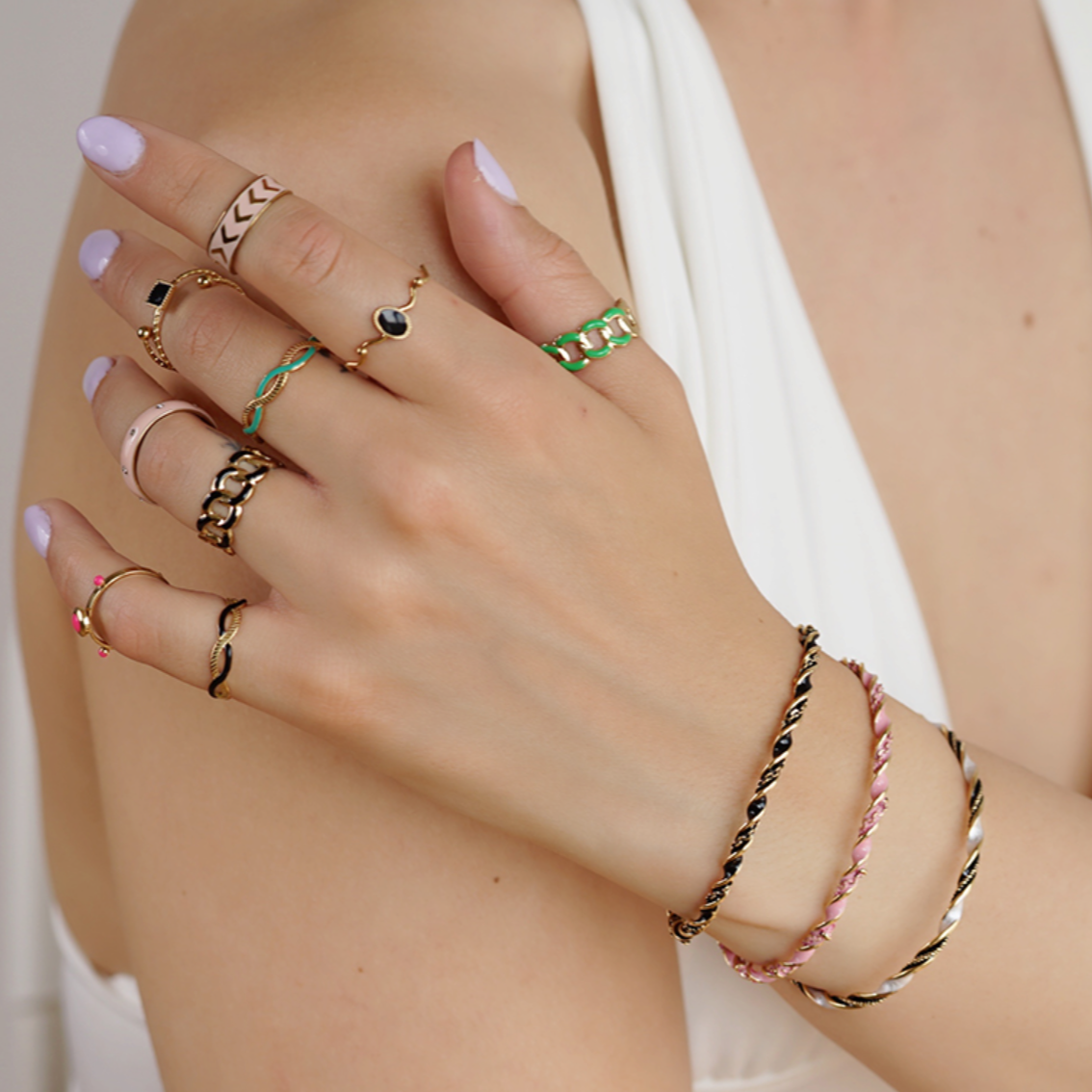 Ring Black Chunky Chain