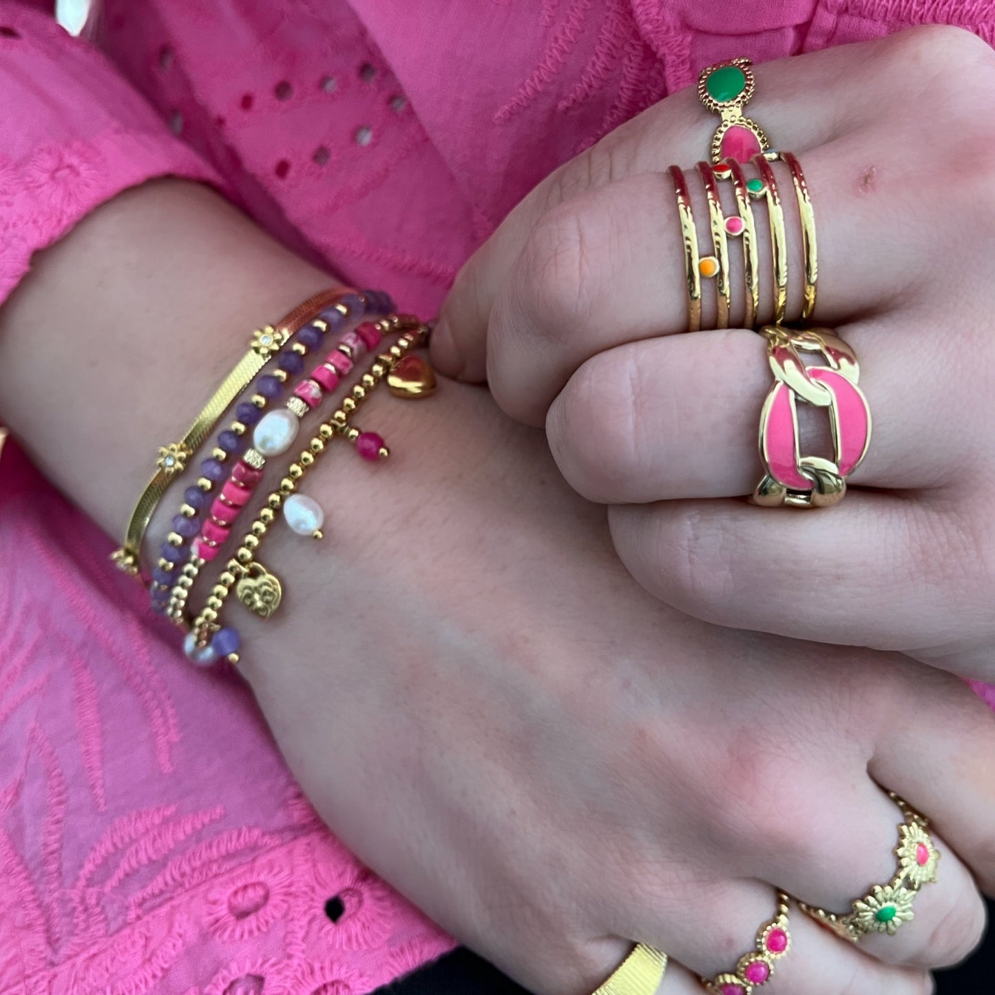 Ring Pink Chunky Chain