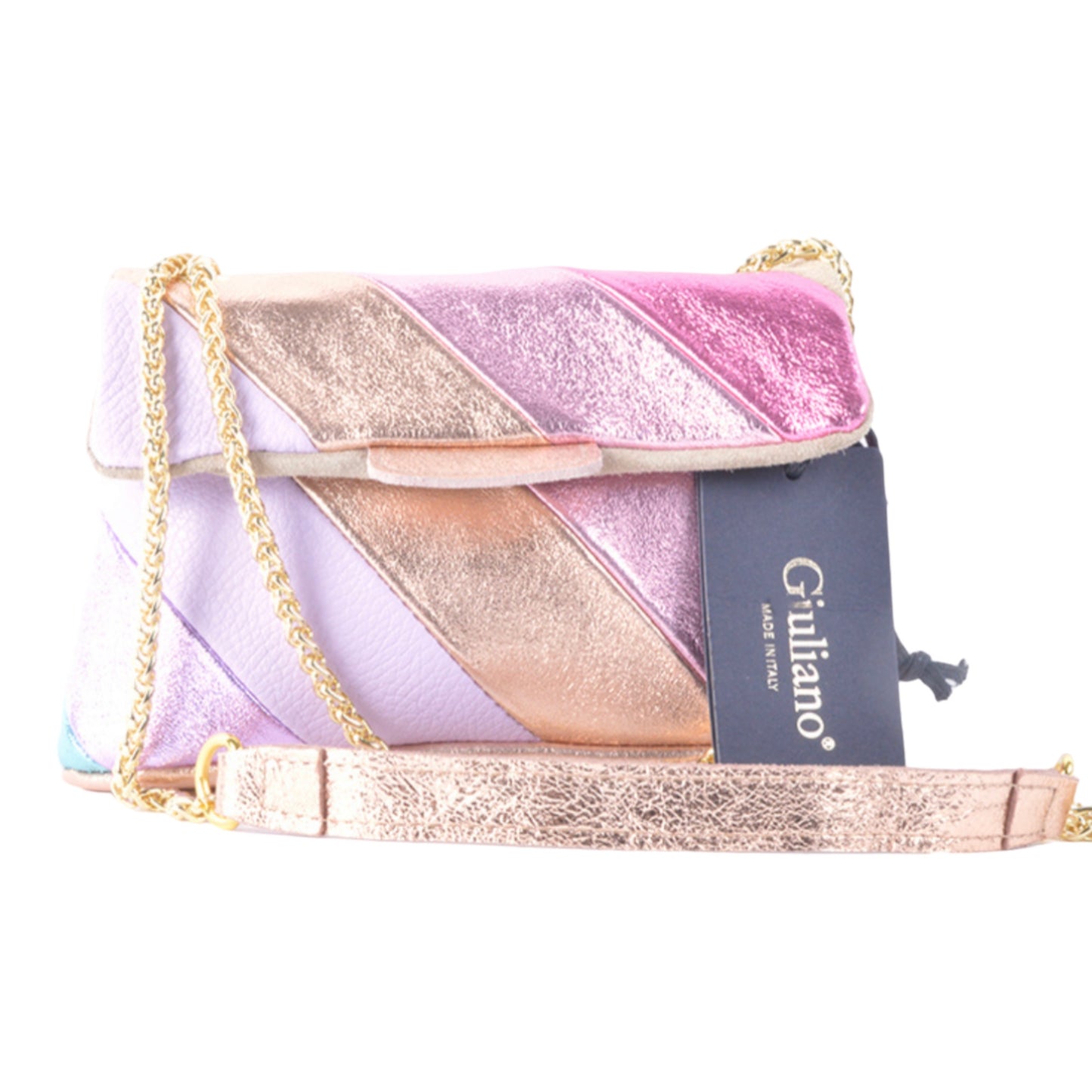 Lederen schoudertas Rainbow Lila Champagne