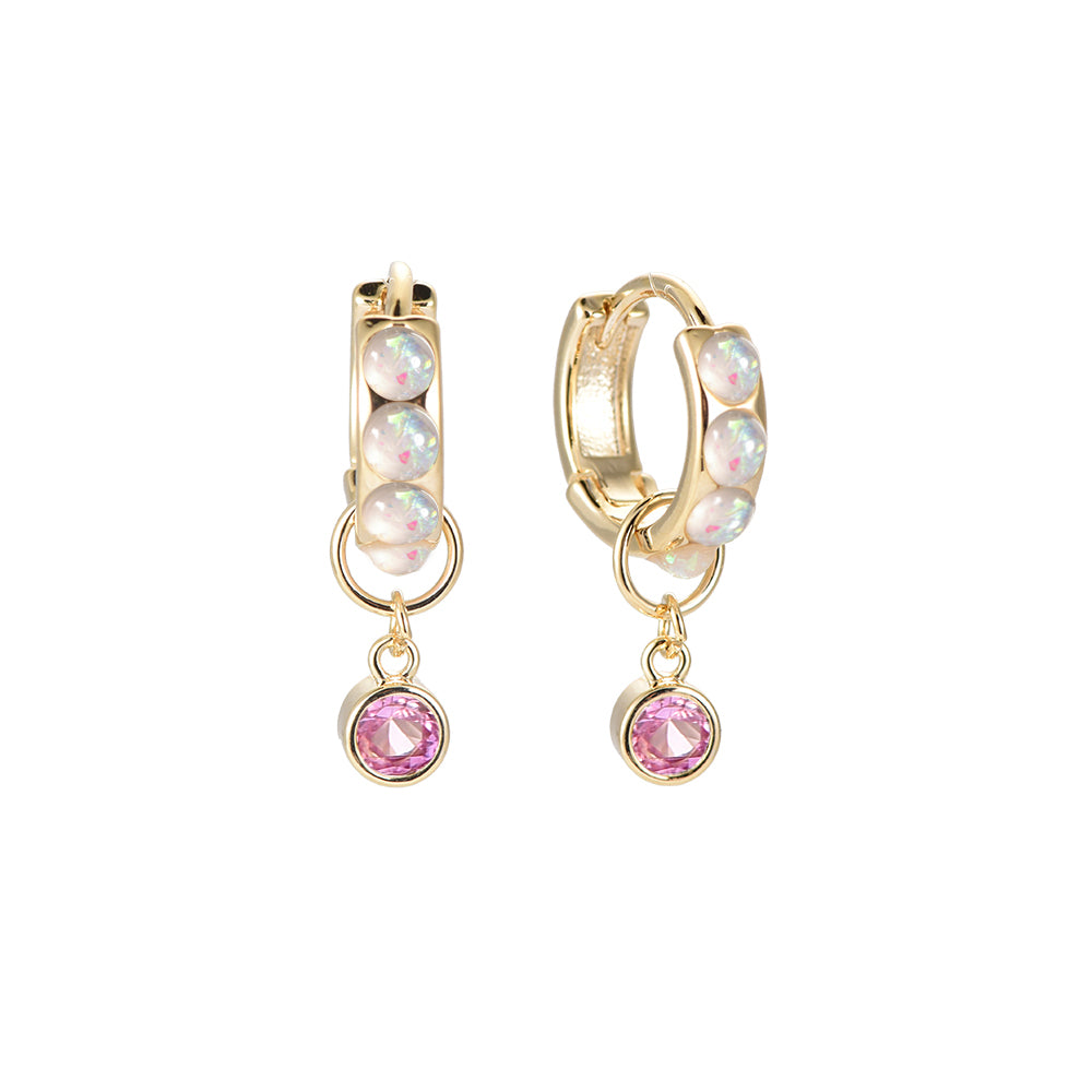 Oorbellen Opal Diamond Pink