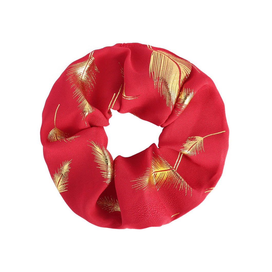 Scrunchie Golden Feather Red