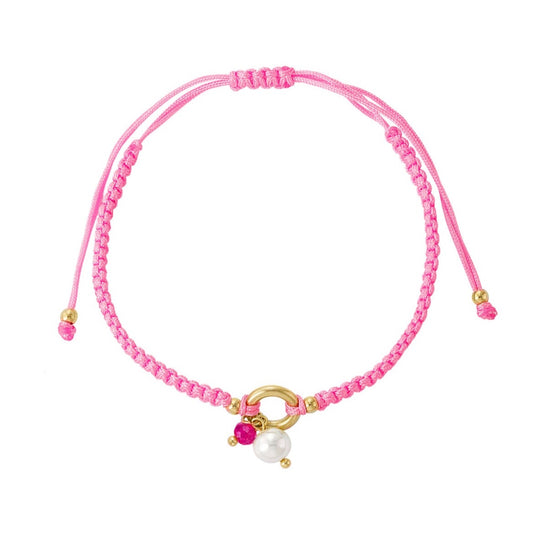 Armband Braided Pearl Pink