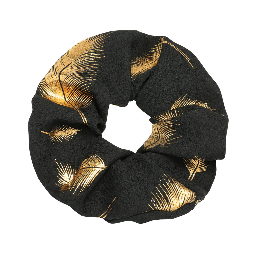 Scrunchie Golden Feather Black