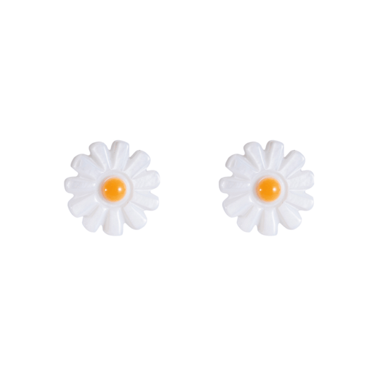Oorknopjes Enamel White Flower
