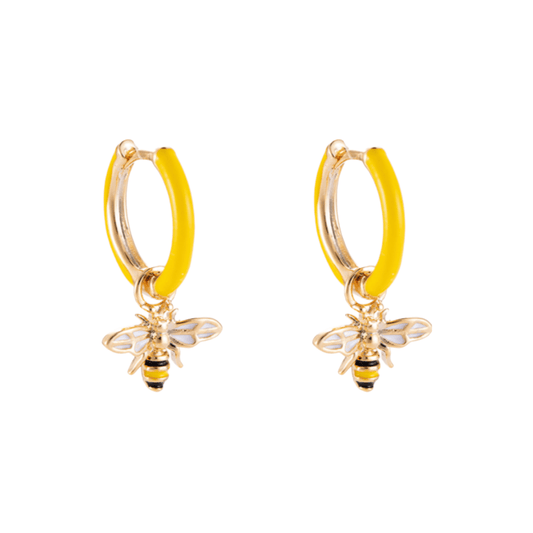 Oorbellen Enamel Yellow Bee
