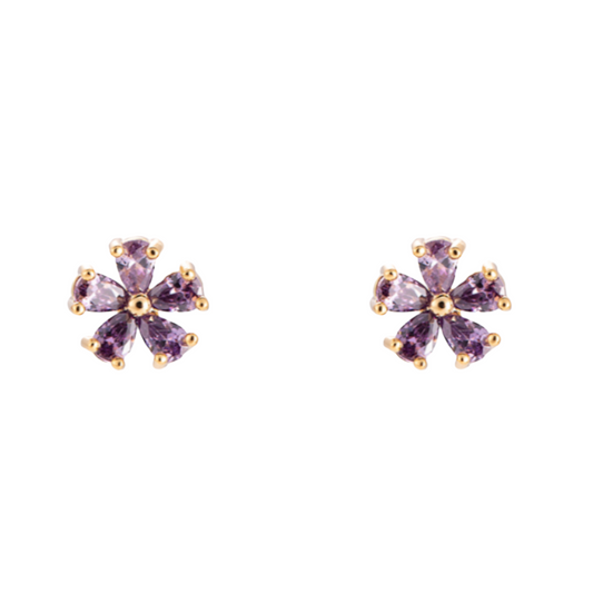 Oorknopjes Sparkling Flower Purple